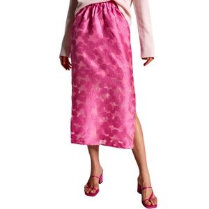 SAMSØE SAMSØE PINK FLORAL PRINT MIDI SKIRT